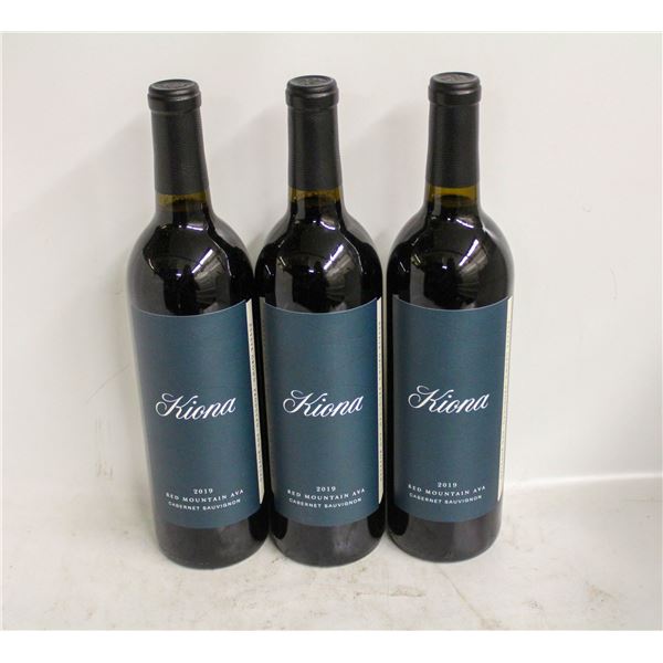 3 BOTTLES OF 2019 KIONA CABERNET SAUVIGNON 14.5%