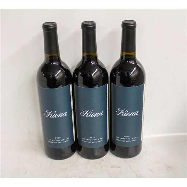 3 BOTTLES OF 2019 KIONA CABERNET SAUVIGNON 14.5%