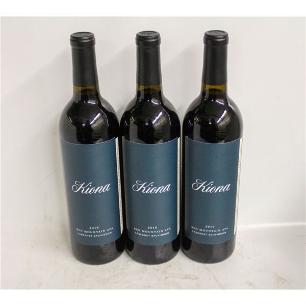 3 BOTTLES OF 2019 KIONA CABERNET SAUVIGNON 14.5%