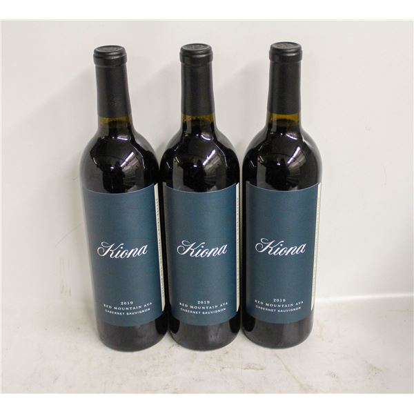 3 BOTTLES OF 2019 KIONA CABERNET SAUVIGNON 14.5%
