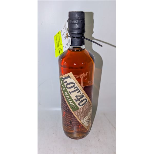 750 ML BOTTLE OF RYE WHISKEY 43%