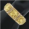 Vintage Solid 18k Yellow Gold Nautical Themed Hinged Square Panel Link Bracelet