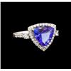 18KT White Gold 4.41 ctw Tanzanite and Diamond Ring