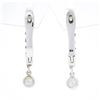 Image 3 : NEW 14k White Gold 1.02 ctw Prong Sapphire Bezel Diamond Dangle Drop Hoop Earrin