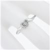 Image 3 : Solid 14K White Gold Polished Open Heart Band Ring w/ 0.25 ctw Pave Set Diamonds