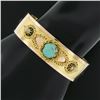 Image 8 : Antique Etruscan Revival 14K Gold Turquoise & Rose Cut Diamond Bangle Bracelet