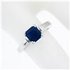 Image 3 : Vintage Platinum 1.05 ctw Square Step Cut Prong Set Sapphire Solitaire Ring