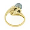 Image 6 : Classic Solid 14K Gold 6.9mm Gray & White Dual Pearl Polished Finish Bypass Ring