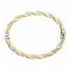 Image 6 : Italian 14K TT Gold 7" Polished & Matte Finish Twist Hinged Open Bangle Bracelet