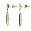 Image 2 : Antique 14k Gold & Platinum Round & Oval Black Onyx Wheat Work Dangle Earrings