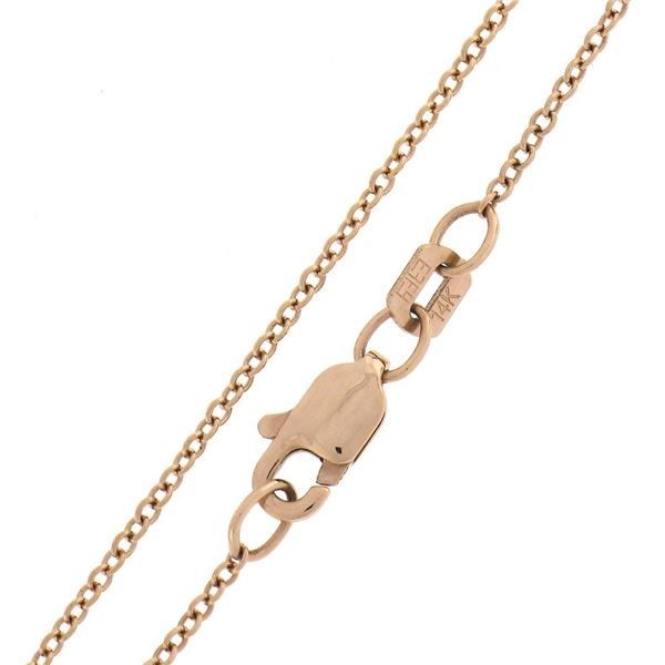 Le Vian 14k Gold Round Tangerine Fire Opal & Diamond Teardrop Pendant w/ Chain