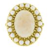 Image 4 : Vintage 14K Yellow Gold Oval Cabochon Opal Solitaire & Pearl Bead Cocktail Ring