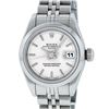 Rolex Ladies Stainless Steel Silver Index Smooth Bezel 26MM Quickset Date Wristw