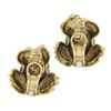 Image 2 : Boris Le Beau 18k Gold Detailed Green Enamel Ruby Eye Large Frog ClipOn Earrings