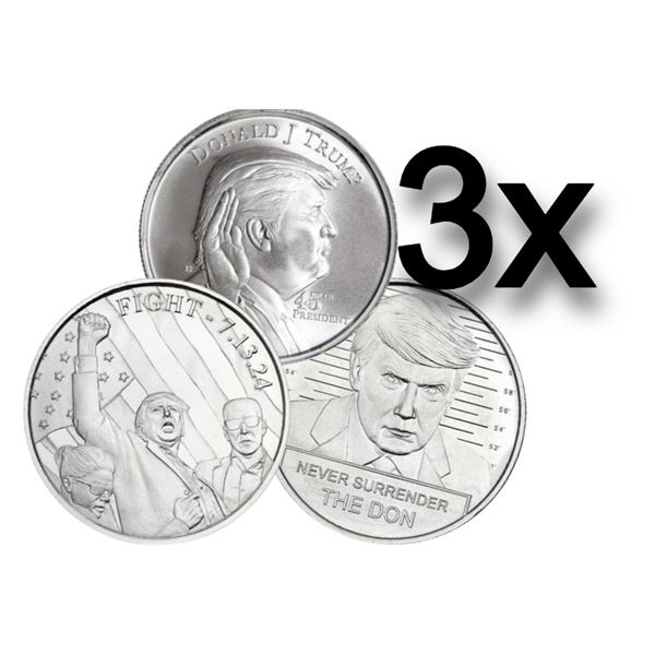 Donald Trump 1oz .999 Fine Silver Coin Assorted SET (3)