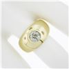 Image 6 : Unisex 18k Gold 1.02 ctw Bezel Diamond Solitaire Polished Domed Wide Band Ring