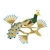Image 1 : Vintage 18k Yellow Gold Multi Color Enamel Peacock Bird on Branch Pin Brooch