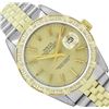 Image 1 : Rolex Mens 36MM 2Tone Yellow Gold And Steel 18K Gold Pyramid Diamond Bezel Datej