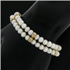 Image 6 : 7" Dual Row Round Cultured Pearl Strand Bracelet w/ 14k Gold Clasp & Bar Spacers