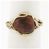 Vintage 14k Gold Free Form Natural Semi Oval Cabochon Amber Solitaire Ring Sz 6