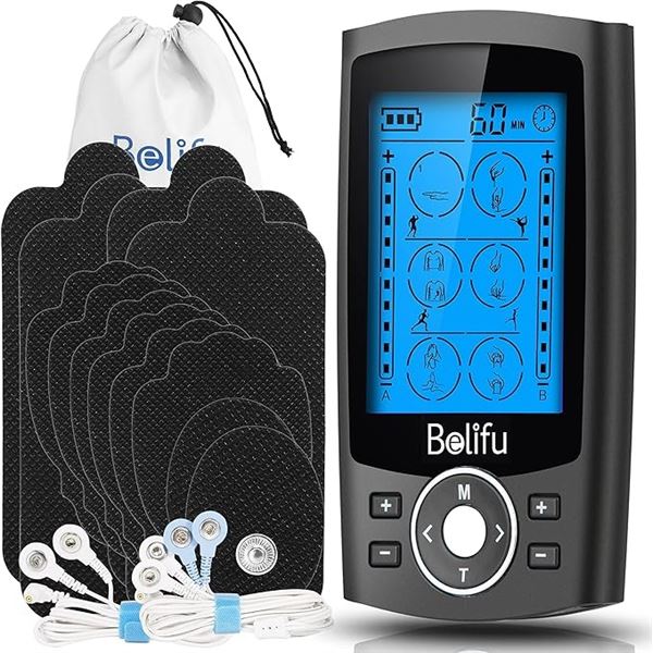 1 Belifu Dual-Channel TENS/EMS Muscle Stimulator Device for Pain Relief - New Sealed