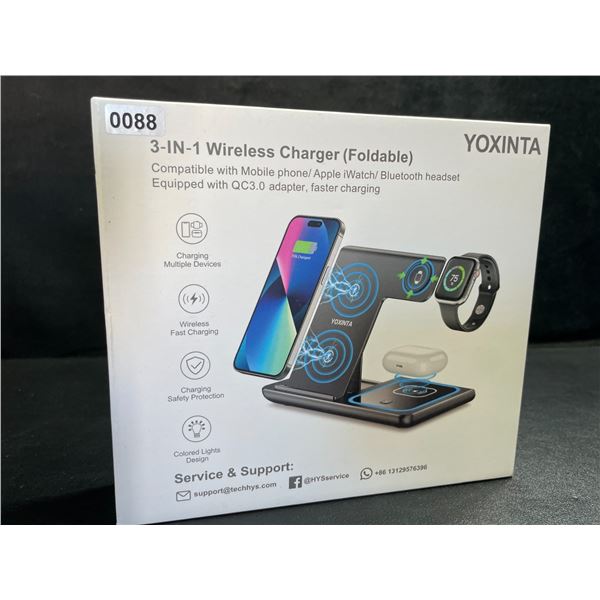 1 Yoxinta 3-in-1 Wireless Charger - Charges Phone, Headphones, and Smart Watch - New