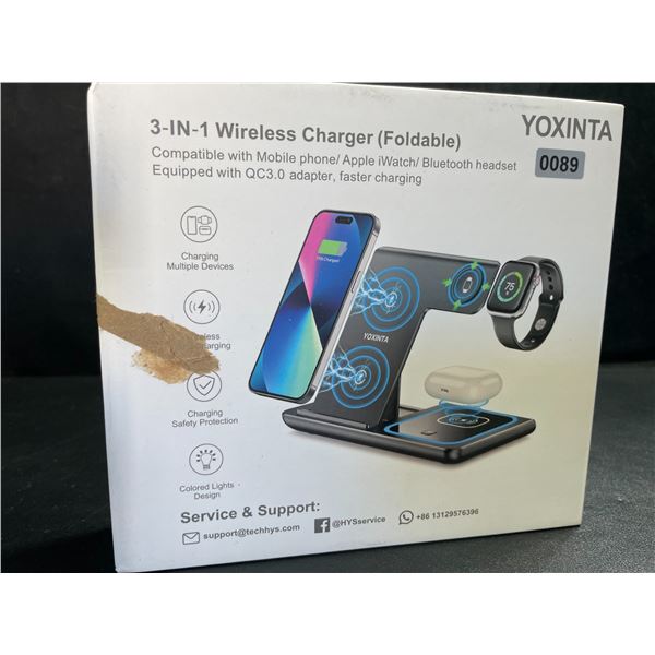 1 Yoxinta 3-in-1 Wireless Charger - Charges Phone, Headphones, and Smart Watch - New