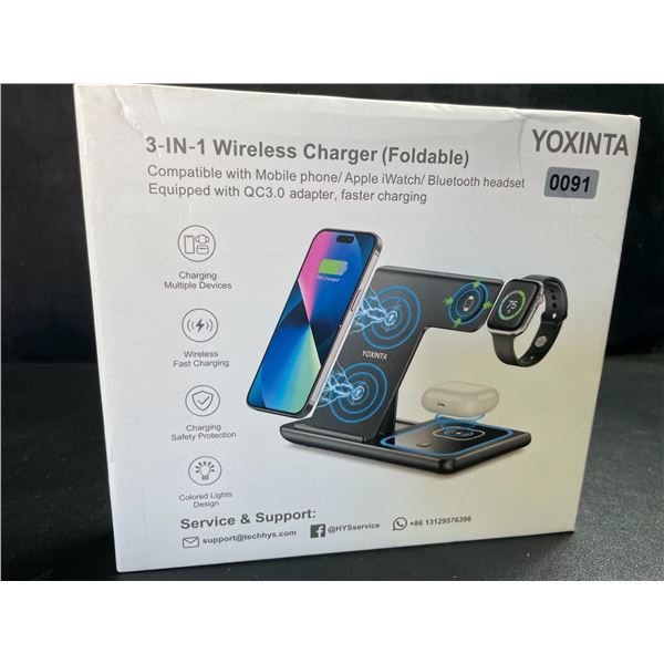1 Yoxinta 3-in-1 Wireless Charger - Charges Phone, Headphones, and Smart Watch - New