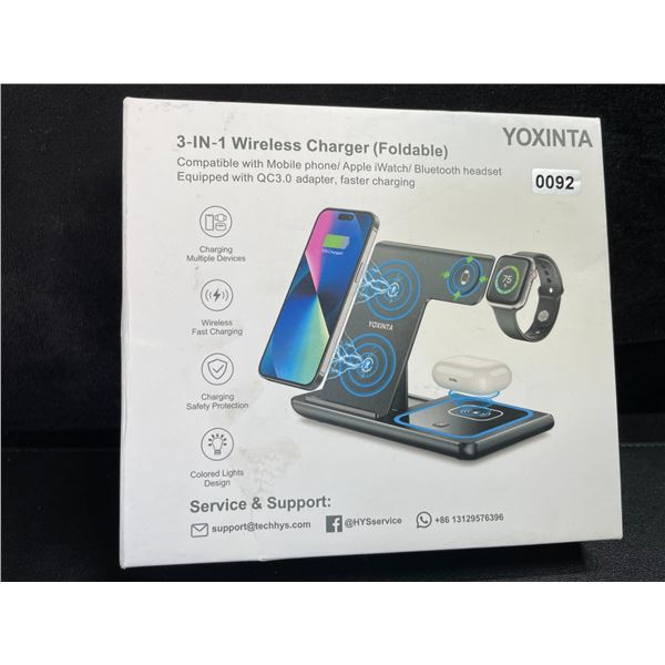 1 Yoxinta 3-in-1 Wireless Charger - Charges Phone, Headphones, and Smart Watch - New