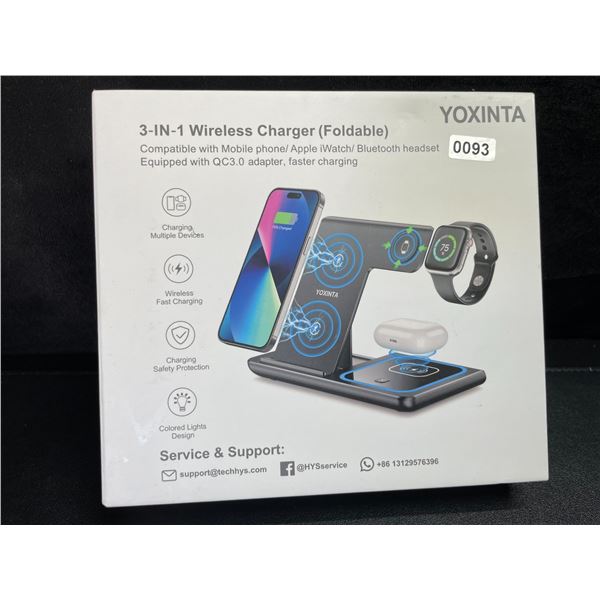 1 Yoxinta 3-in-1 Wireless Charger - Charges Phone, Headphones, and Smart Watch - New
