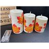 Image 3 : 3-Piece LED Flameless Candle Set; Maple Leaf Design w/ Remote Control; Dancing Flame - Brand New