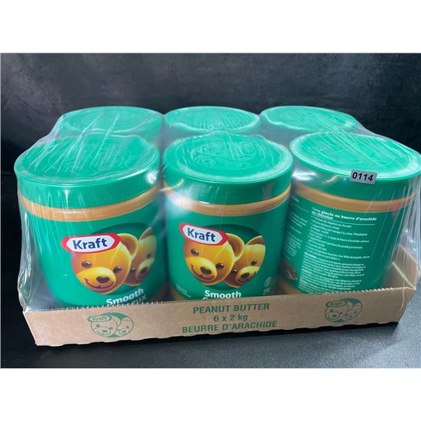 1 Flat of 6x2KG Jars of Kraft Smooth Peanut Butter EXP AU28/2025 - New