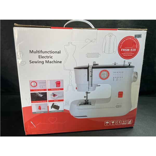 1 Multifunctional Household Electric Sewing Machine (Model: FHSM-519) - New in Box