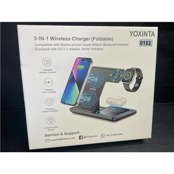 1 Yoxinta 3-in-1 Wireless Charger - Charges Phone, Headphones, and Smart Watch - New