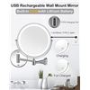 Image 6 : 1 Rechargeable 8" LED Lighted Wall Mounted Makeup Mirror; Dual Sided w/ 1X/10X Magnification - NEW
