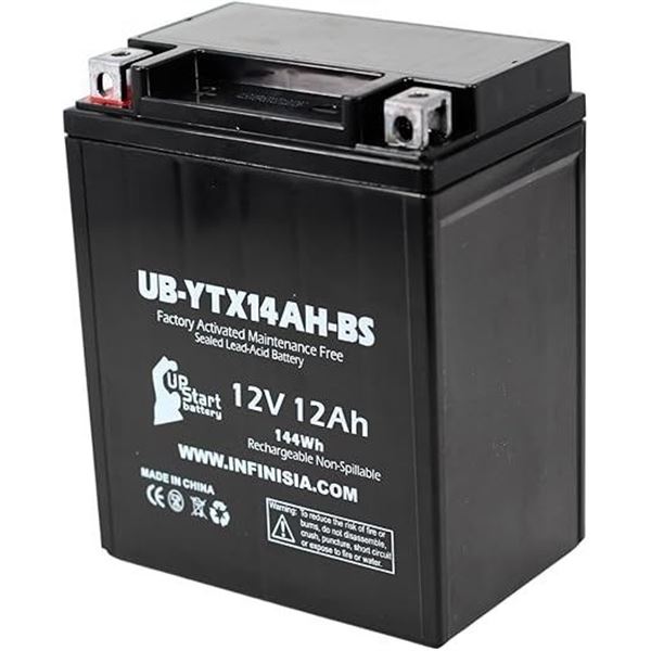 1 Upstart Factory Activated Sealed Lead-Acid 12V 12Ah Battery; Motorcycle/ATV/Powersport Battery NEW