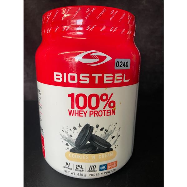 1 Tub of Biosteel 100% Whey Protein Powder - Cookies 'n Cream (420g) - New Sealed