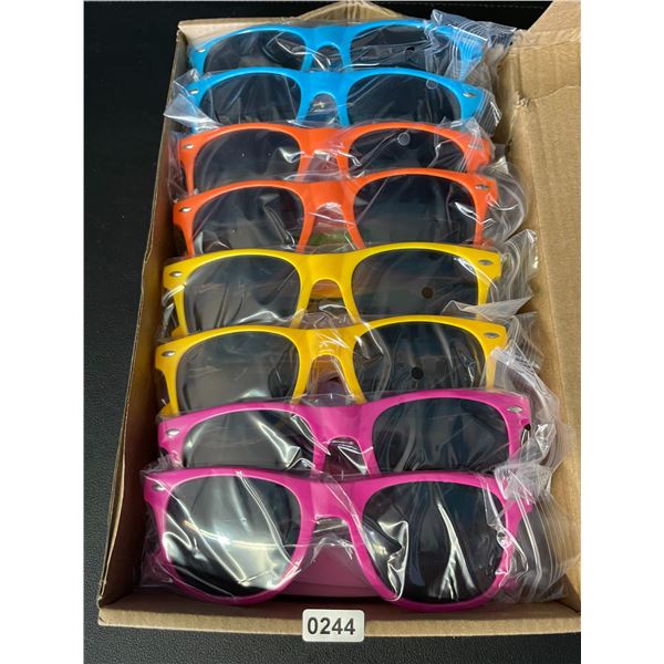 16-Pack Box of Neon Colored Sunglasses - Great for Kids, Parties, Beach Days, etc. - New