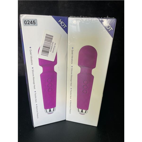 2 Personal Vibrators/Silicone Body Wand Massager Sex Toys - Purple - Rechargeable - New Sealed