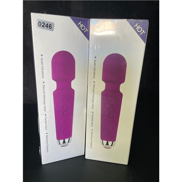 2 Personal Vibrators/Silicone Body Wand Massager Sex Toys - Purple - Rechargeable - New Sealed