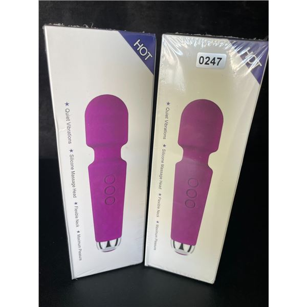 2 Personal Vibrators/Silicone Body Wand Massager Sex Toys - Purple - Rechargeable - New Sealed