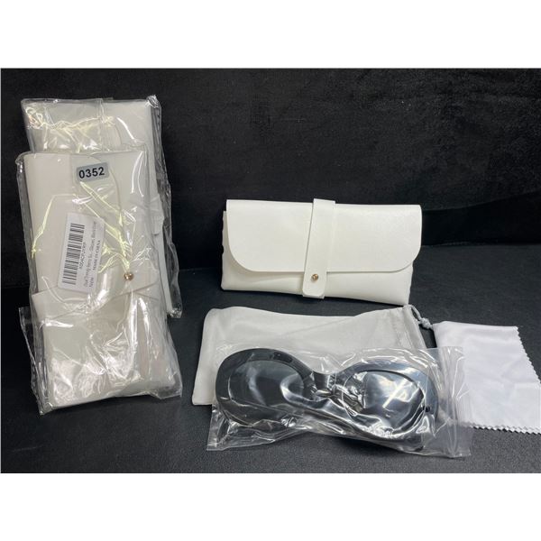 3 Women's Round Butterfly Lens/Style Sunglasses w/ Storage Pouch - Black - Brand New