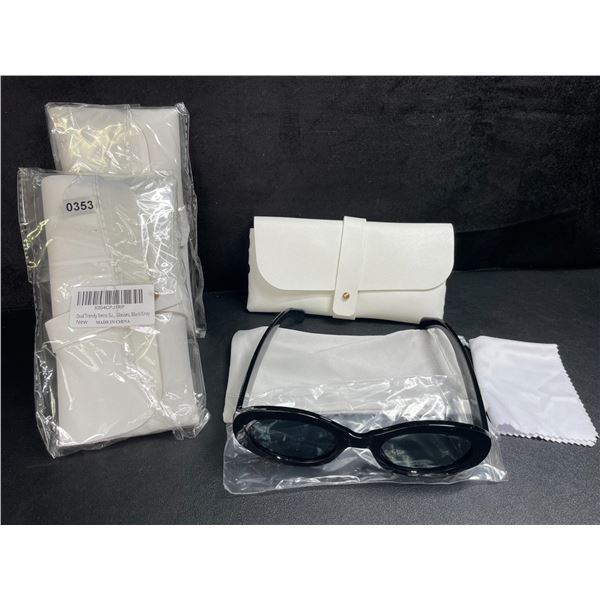 3 Women's Round Butterfly Lens/Style Sunglasses w/ Storage Pouch - Black - Brand New