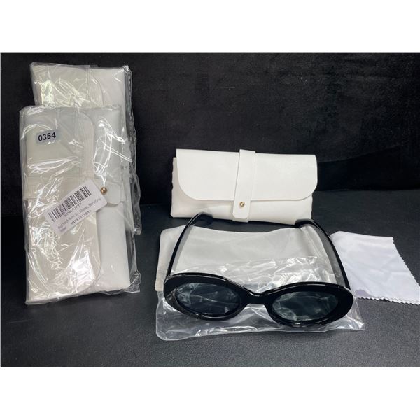 3 Women's Round Butterfly Lens/Style Sunglasses w/ Storage Pouch - Black - Brand New