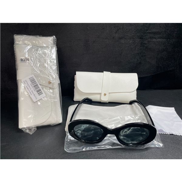 3 Women's Round Butterfly Lens/Style Sunglasses w/ Storage Pouch - Black - Brand New