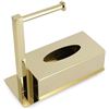 Image 1 : 1 Stylish/Modern Gold Rectangular Tissue Box Cover with Toilet Paper Holder for Countertop - New
