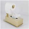 Image 4 : 1 Stylish/Modern Gold Rectangular Tissue Box Cover with Toilet Paper Holder for Countertop - New