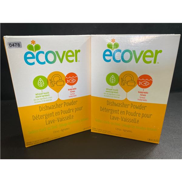 2 Boxes of Ecover Natural Plant-Based Dishwasher Powder - Citrus - 1.36kg - New Sealed