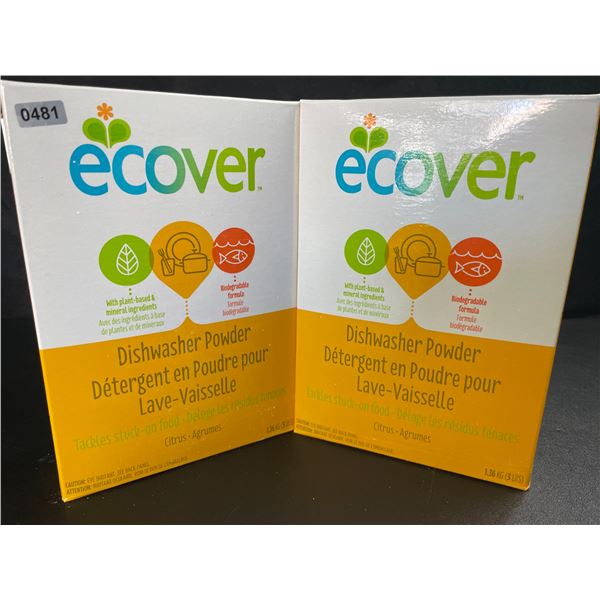 2 Boxes of Ecover Natural Plant-Based Dishwasher Powder - Citrus - 1.36kg - New Sealed