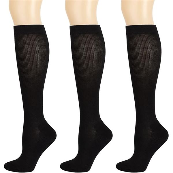 3 Pairs of Compression Socks for Men/Women; 8-15mmHg Support Compression Stockings S/M - New